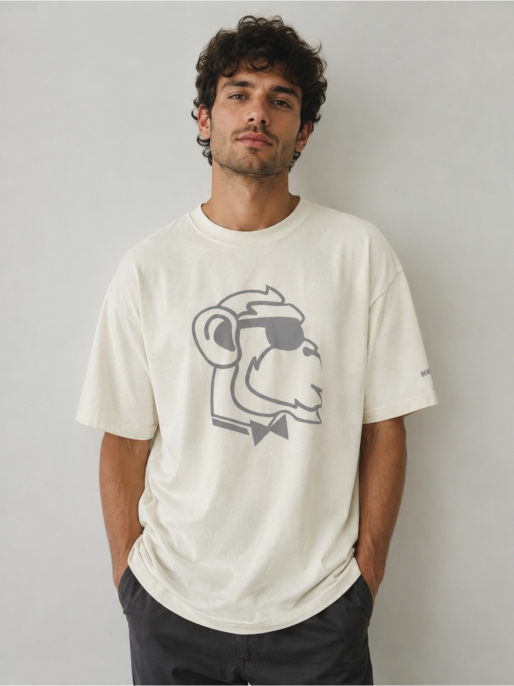 Bella Canvas Monkey Graphic Off-White T-Shirt